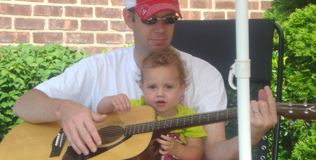Father and Daughter playing the guitar