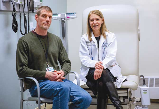 A photo of Andrew Kasarskis, PhD, and Linda Rogers, MD