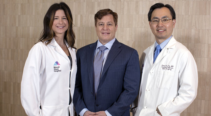 Orthopedic surgeons, Dr. Abigail Allen, Dr. Barron Lonner, and Dr. Samuel Cho, lead physicians of the Young Spine Program