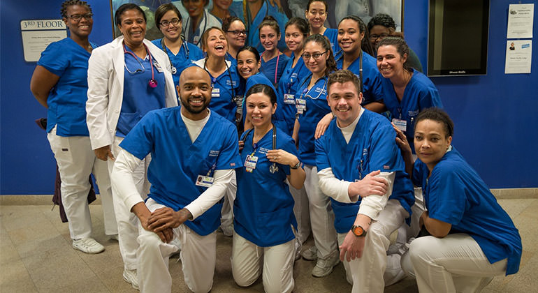 Phillips School of Nursing group of diverse students