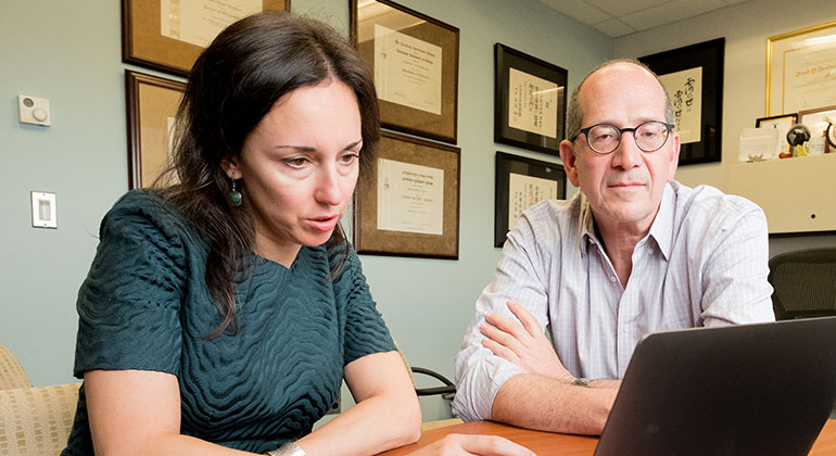 Image of doctors looking at laptop