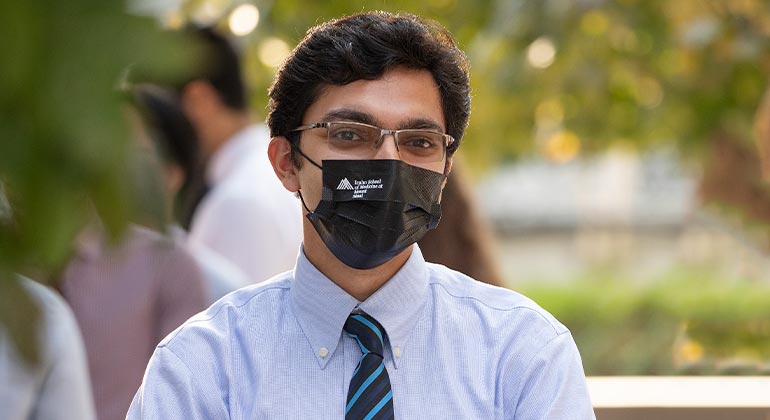 Boy wearing a mask