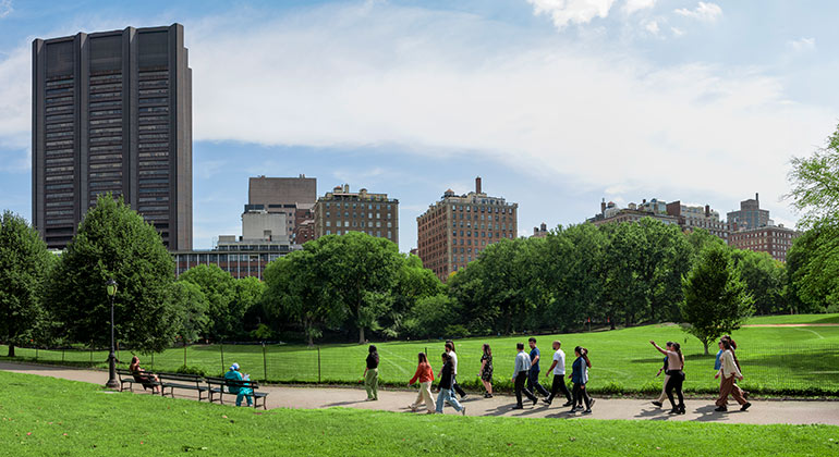 walking through Central Park