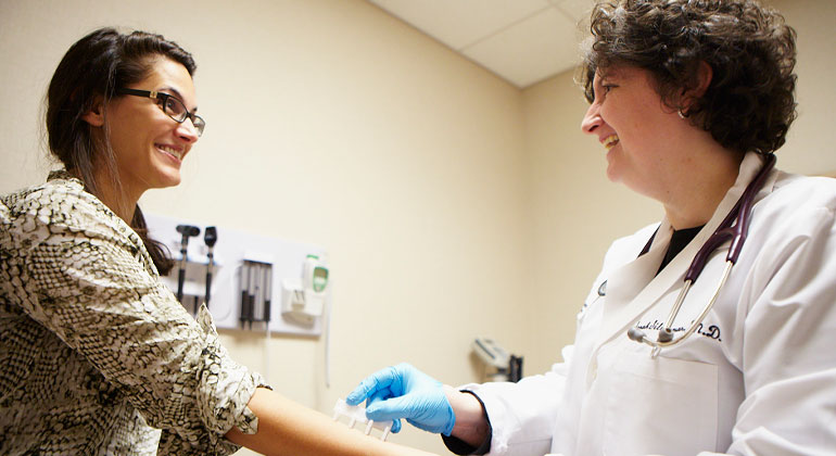 Doctor testing her patient