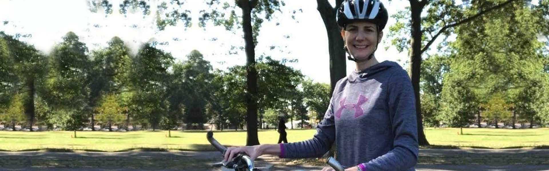 image of Jennifer Niedzewiecki on a bike