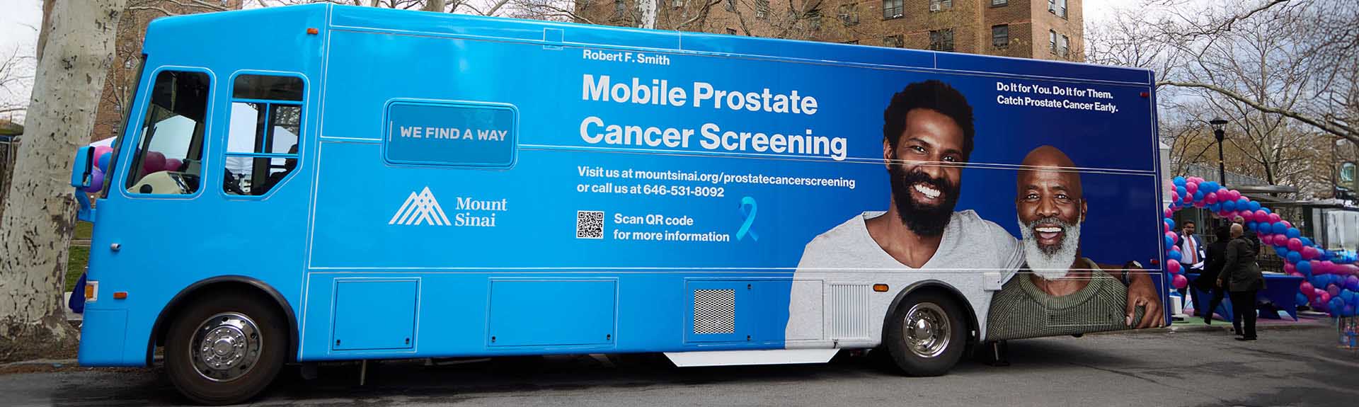side of The Mount Sinai Robert F. Smith Mobile Prostate Cancer Screening Unit