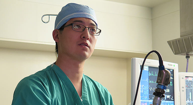 Male doctor in scrubs