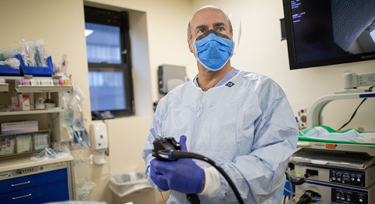 Dr. David Greenwald performs a colonoscopy to screen for colorectal cancer