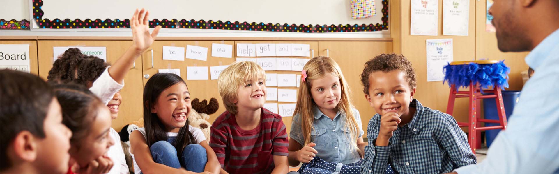 group of kids sitting during class