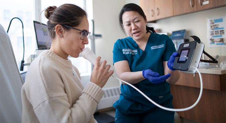 nurse testing patient