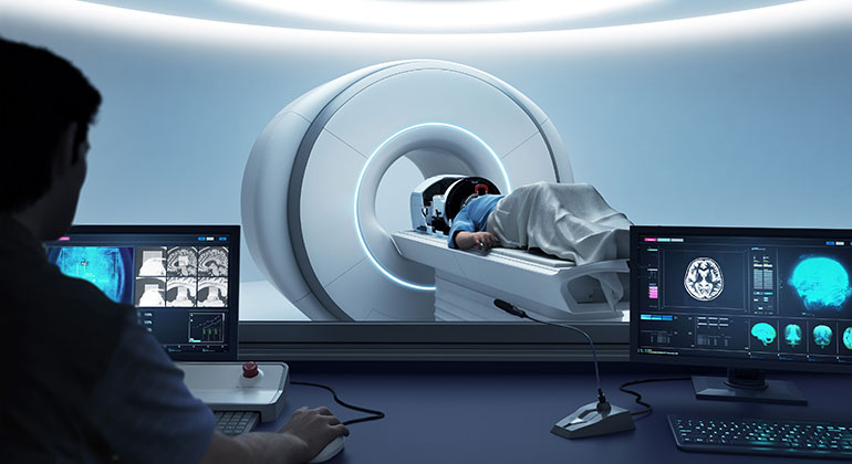 MR Guided Focused Ultrasound procedure in an MRI scanner