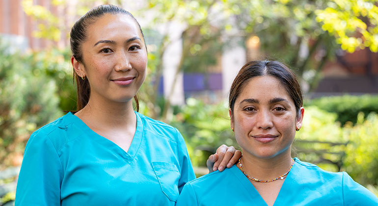 nurses Tristen Castillo and Shirley Liu
