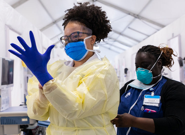 Photo of health care personnel wearing  personal protective equipment ppe