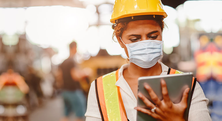 construction worker with tablet