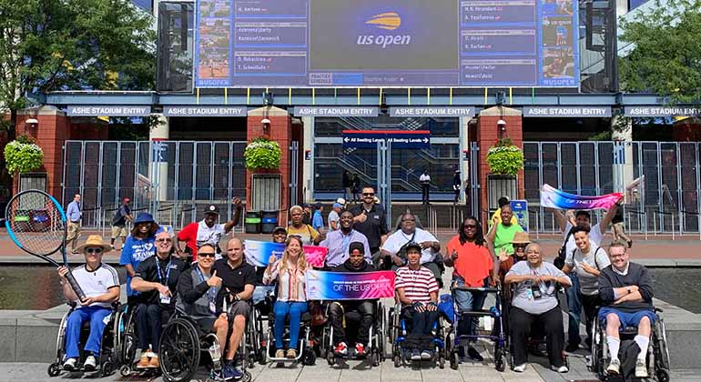 Image of group of patients in wheelchairs
