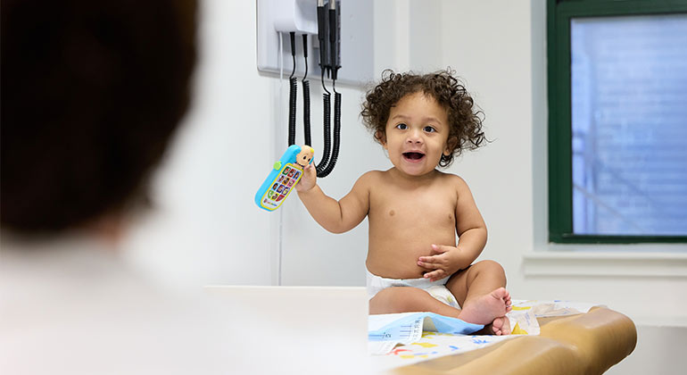 pediatric patient with toy