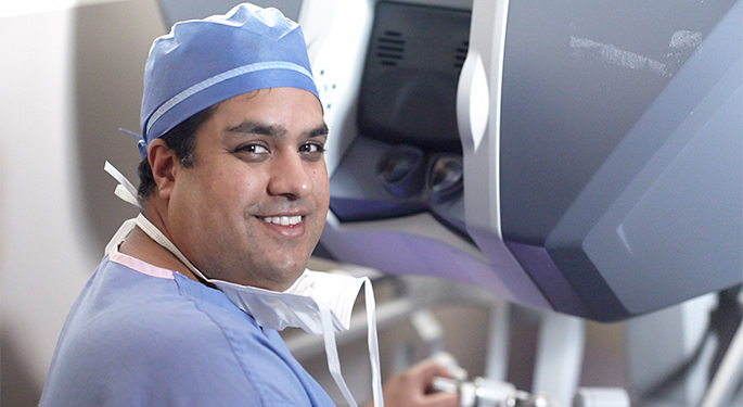 Dr. Badani at surgery console