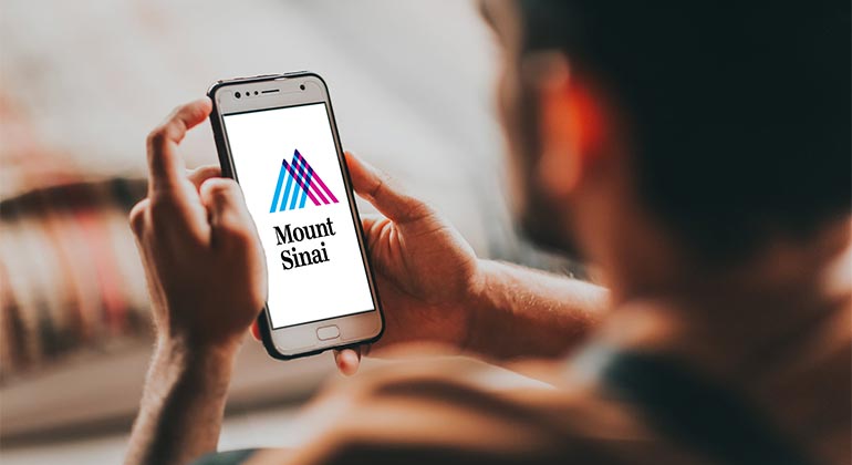 iPhone with Mount Sinai logo