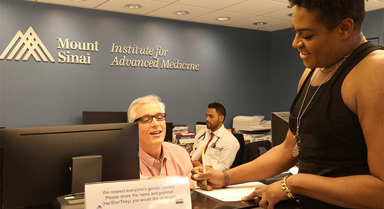 Patient checking in for appointment