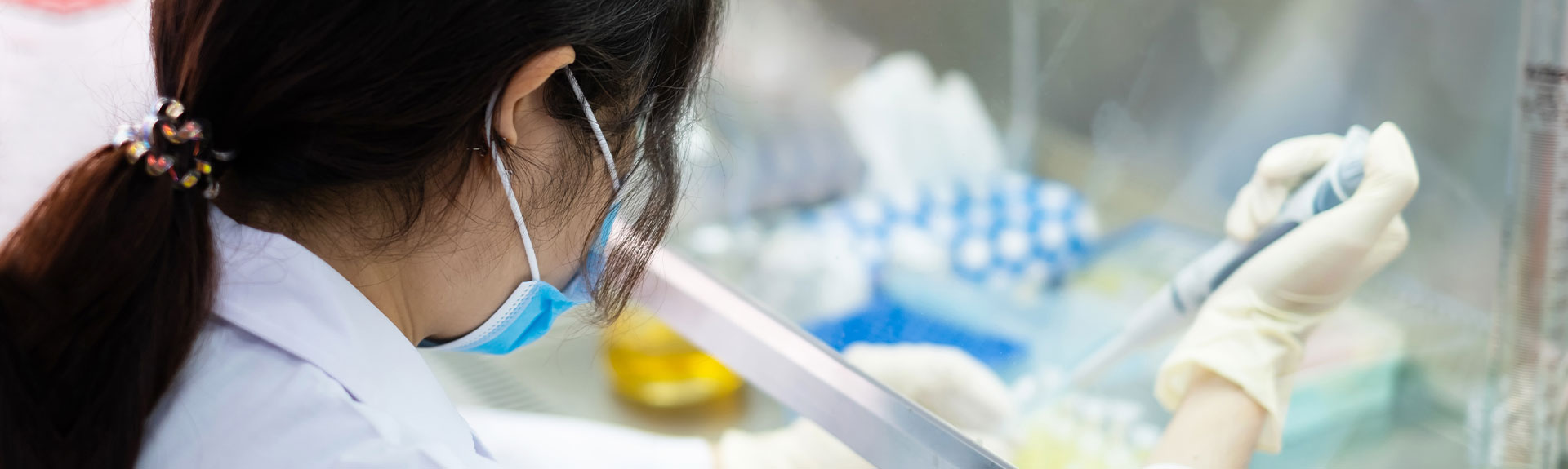 action shot of labwork being done