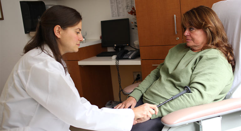 Epileptic patient with doctor