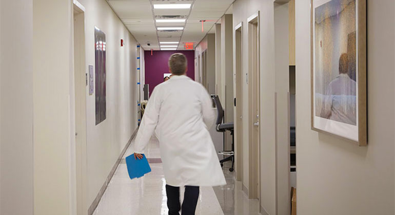 doctor walking in a hall