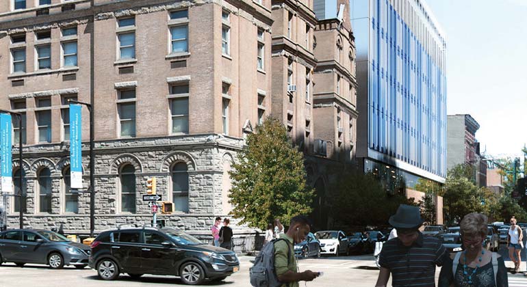 New Hospital Tower, Northeast View from Corner of Second Avenue