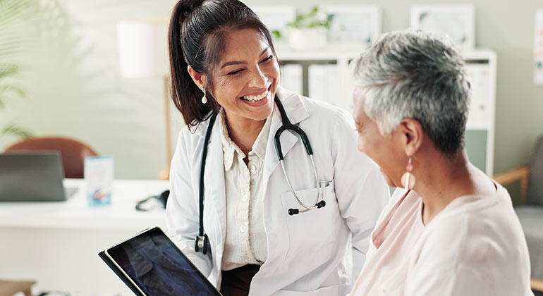 patient talking with doctor