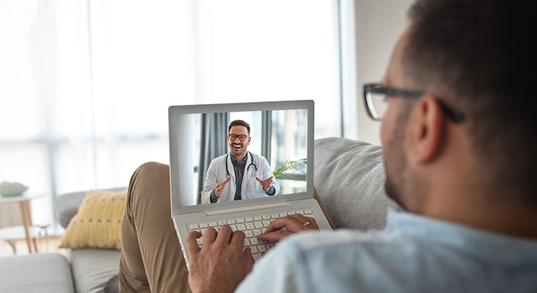 patient on virtual call with doctor