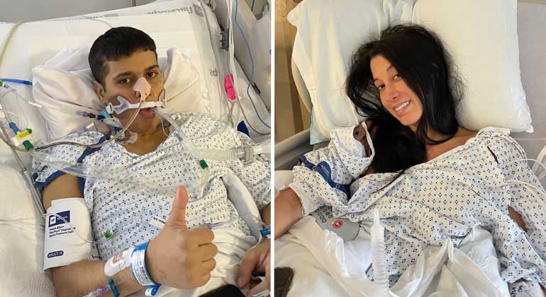 Zachary Castro with sister after transplant