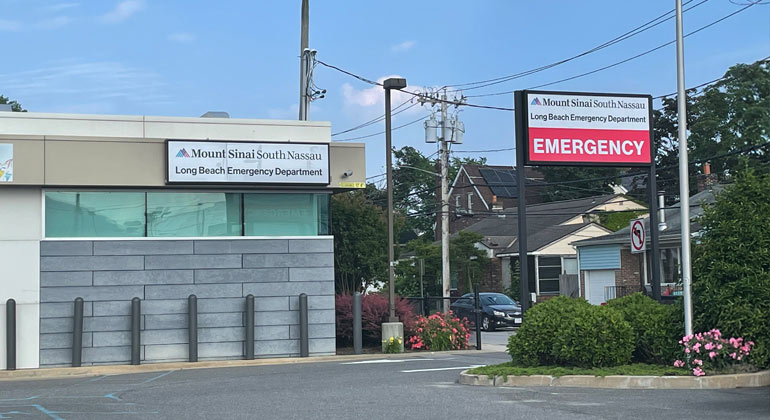 Exterior of the Mount Sinai South Nassau Long Beach Emergency Department 