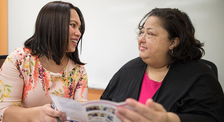 social worker with patient