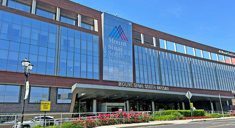 front of Mount Sinai South Nassau building