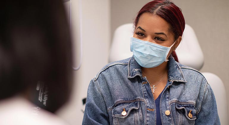 Image of patient wearing a mask