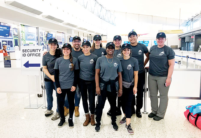 A photo of Team Two volunteers preparing to leave New York