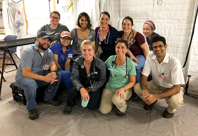 A photo of Team One medical volunteers in Fajardo, Puerto Rico