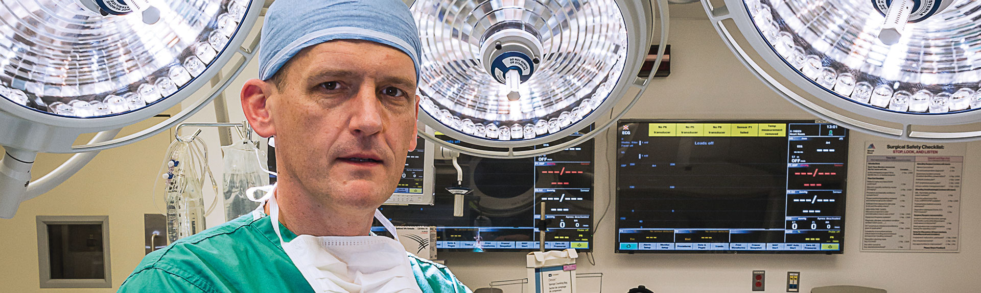 A photo of Peter Pastuszko, MD, in the operating room