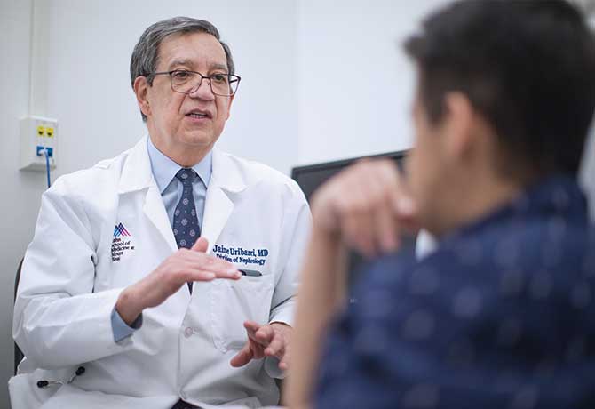 A photo shows Jaime Uribarri, MD, who leads Mount Sinai's Home Dialysis Program, the largest in New York City and a leader in patient care.