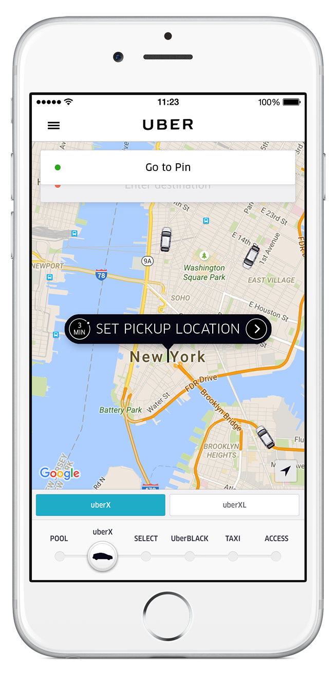 iPhone image with Uber App