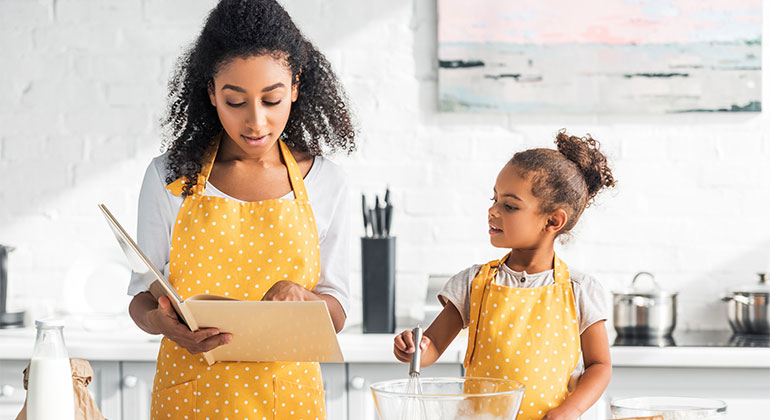 Mother & child cooking