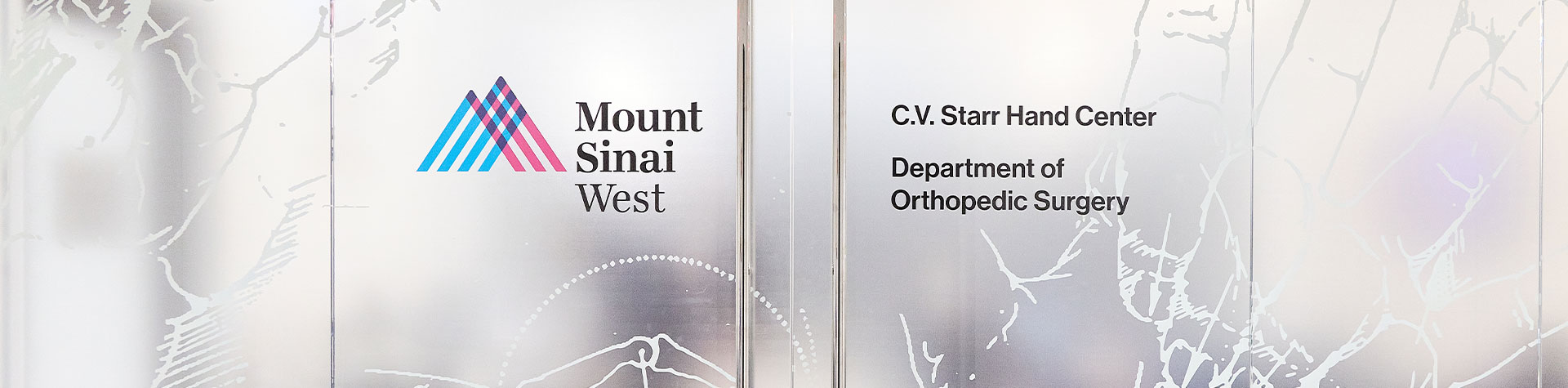 Front door artwork at C.V. Starr Hand Center