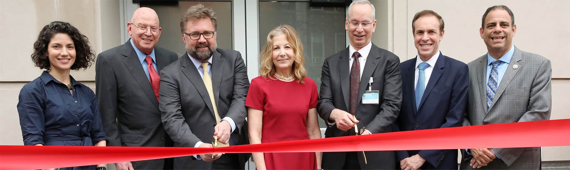 Stoke Center cutting ribbon