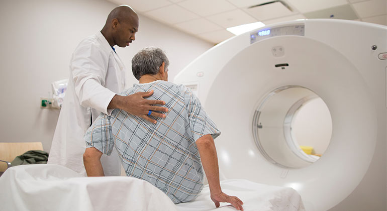 image of patient preparing for scan