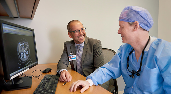 A patient with his doctor