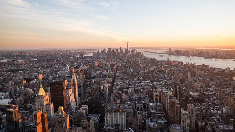 landscape image of Manhattan, looking south