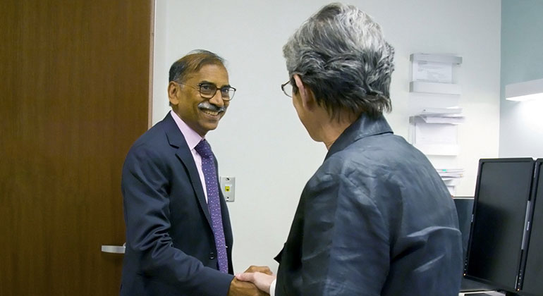 Doctor and patient shaking hands