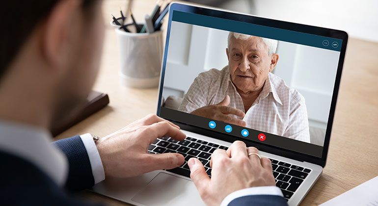 Doctor and patient using telemedicine