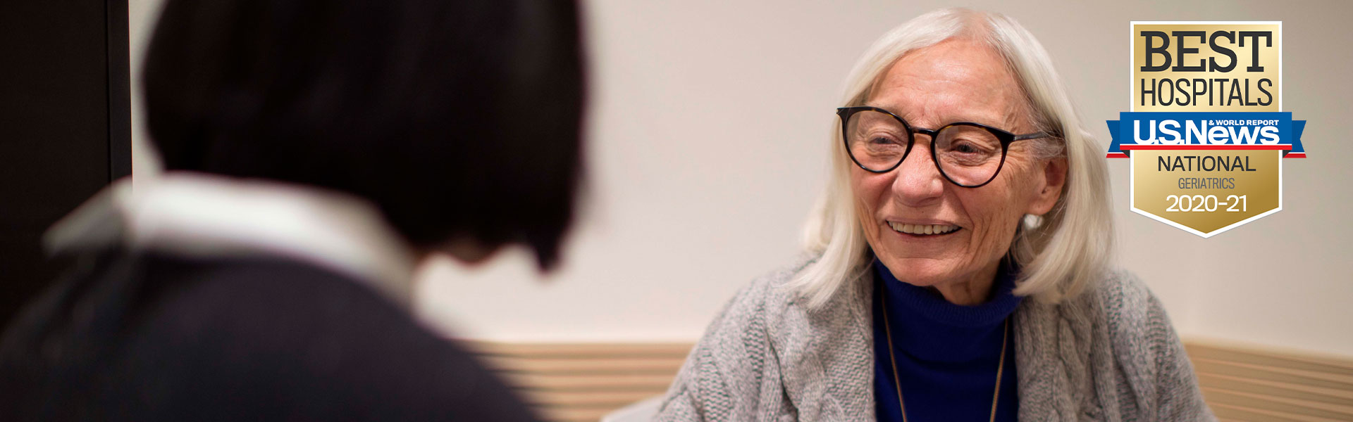 Geriatric patient with 2020-2021 U.S. News and World Report Badge