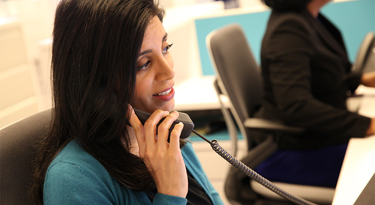 Female employee on the phone