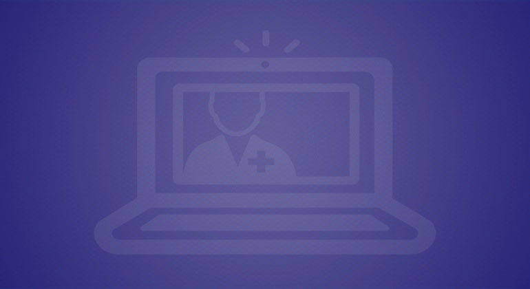 Icon of doctor silhouette in a computer